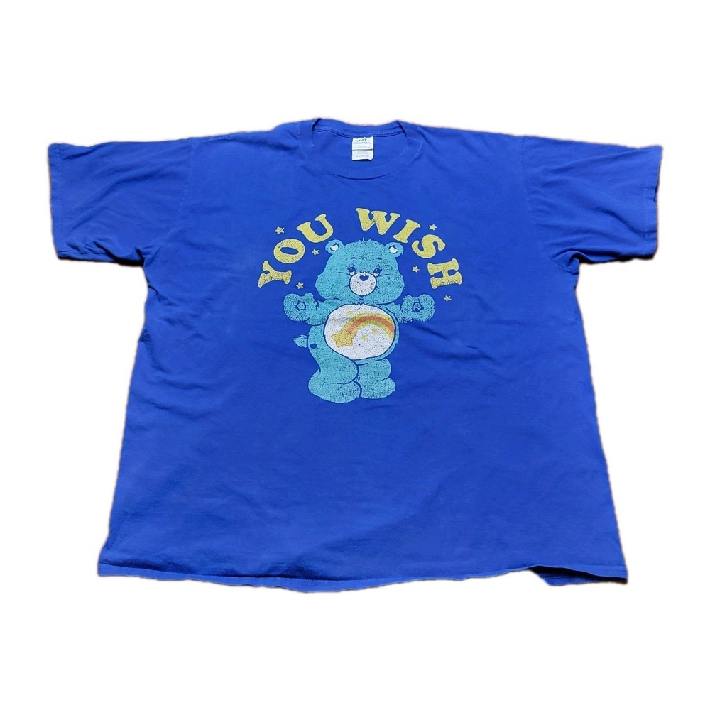Port & Company Adult XL T Shirt Top Care Bears "You Wish" Short Sleeves Blue